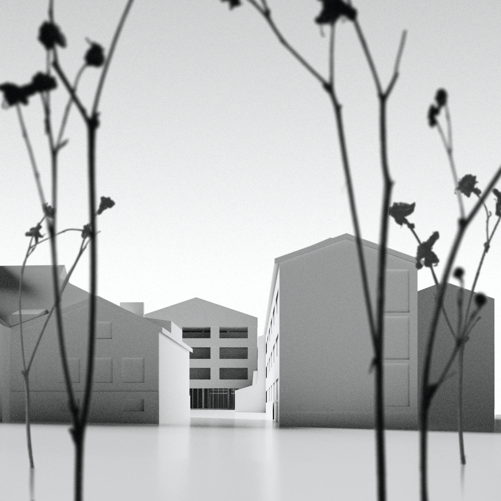 Scale model view of Karhula School and Library.