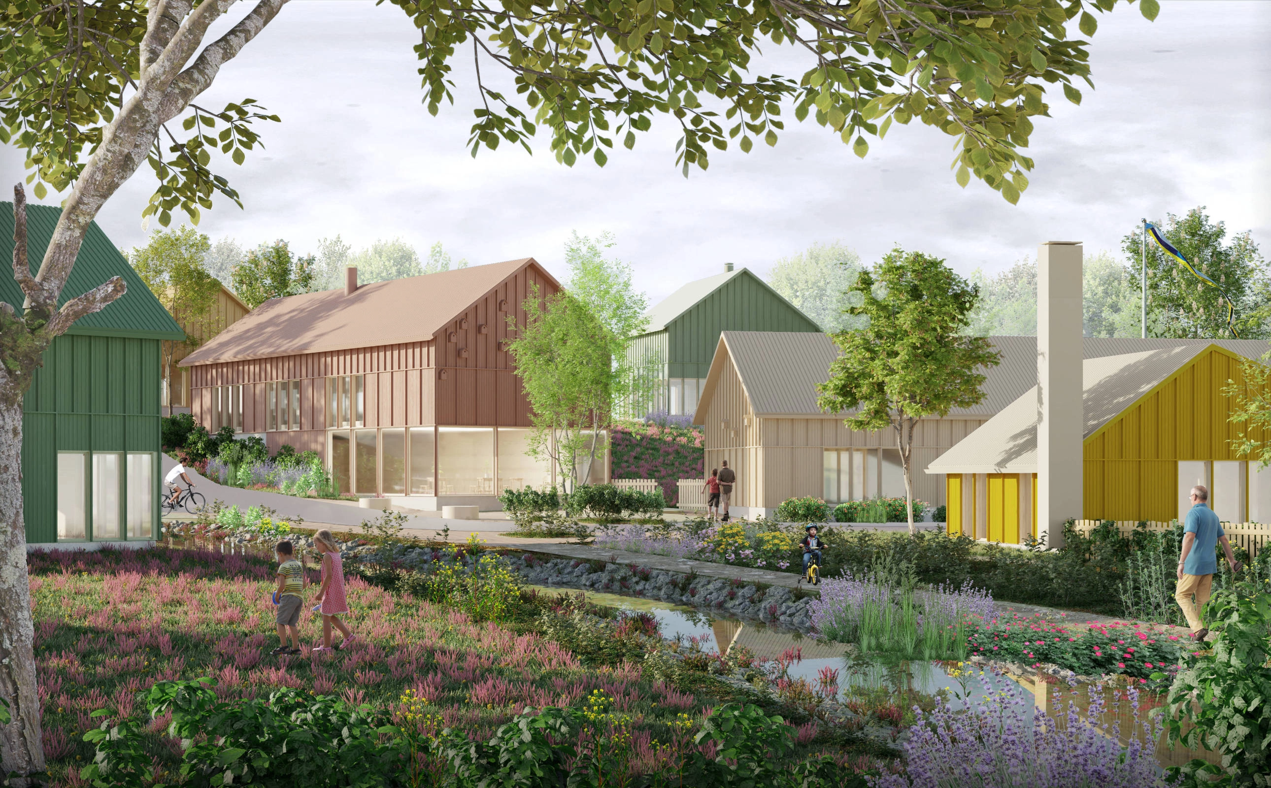 Exterior view of Lapinjärvi village center common yard.