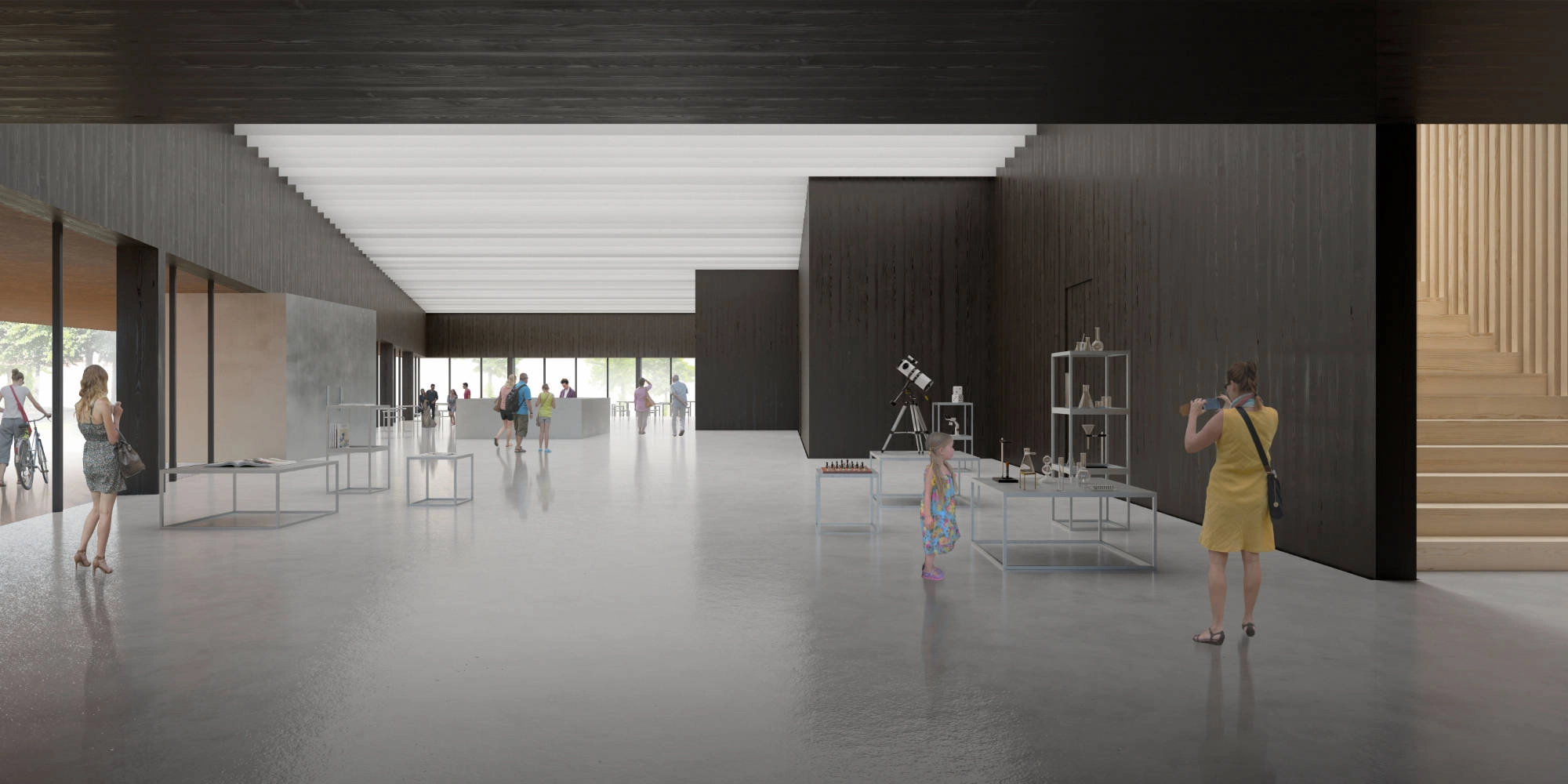 Interior view of Oulu Museum and Science center main lobby.