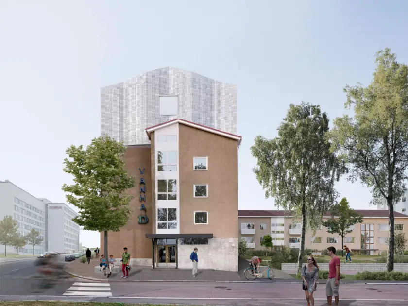 Tampere old Domus added floors on top of existing building